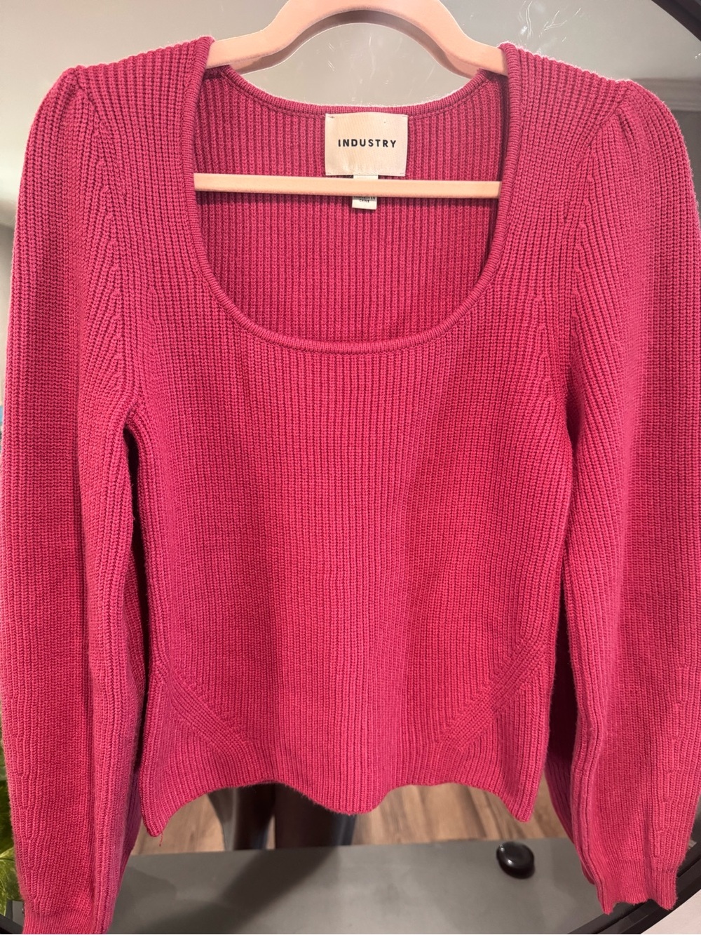 Industry Women's Scoop Neck Fuchsia Knit Sweater